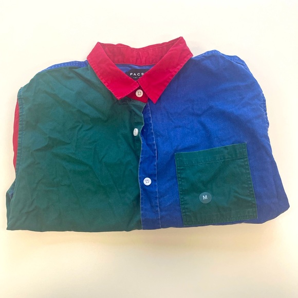NWOT PacSun Colorblock Button Up - Picture 3 of 3